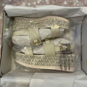 michael kors camia faux leather flatform sandals